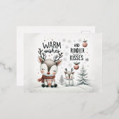 Warme Wünsche und Rentierküsse Postkarte (Vorderseite/Rückseite)