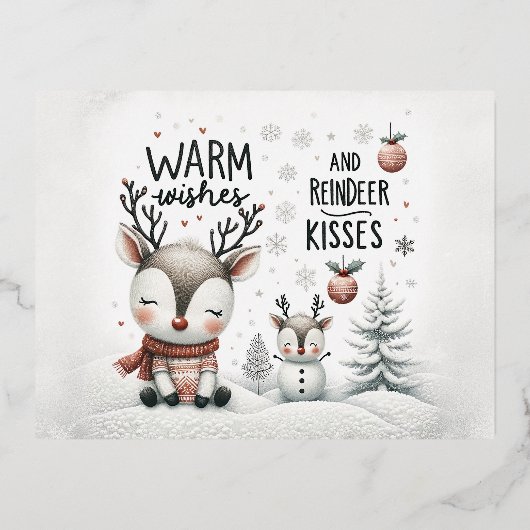 Warme Wünsche und Rentierküsse Postkarte (Vorderseite)