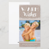 Warme Wünsche Urlaubsfotokarte / Beige Feiertagskarte (Vorne/Hinten)