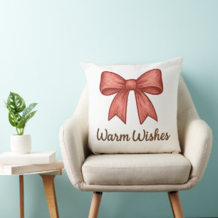 Warme Wünsche Vintage-Bogen Coquette-Weihnachtsges Kissen