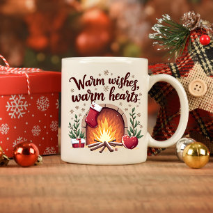 Warme Wünsche, warme Herzen Weihnachts-Tasse Zweifarbige Tasse