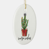 Warme Wünsche Wasserfarbe Kaktus Houseplant Weihna Keramik Ornament (Rechts)