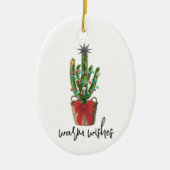 Warme Wünsche Wasserfarbe Kaktus Houseplant Weihna Keramik Ornament (Vorne)