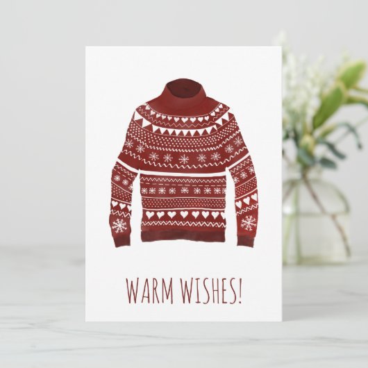 Warme Wünsche Weihnachts-Pullover Weihnachtskarte Feiertagskarte (Stehend Vorderseite)