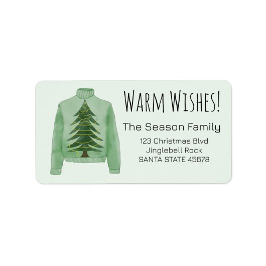 Warme Wünsche Weihnachts-Sweater-Label Adressaufkleber (Vorne)