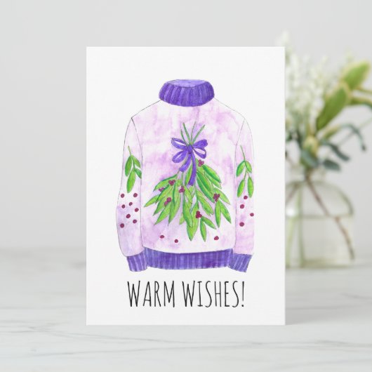 Warme Wünsche Weihnachtspulli Feiertagskarte (Stehend Vorderseite)