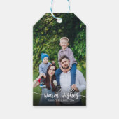 Warme Wünsche White Script Custom Foto Weihnachten Geschenkanhänger (Vorderseite)