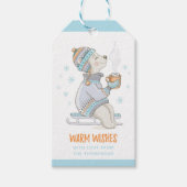 Warme Wünsche Winter Kakao Schlitten Hund Personal Geschenkanhänger (Vorderseite)