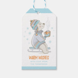 Warme Wünsche Winter Kakao Schlitten Hund Personal Geschenkanhänger
