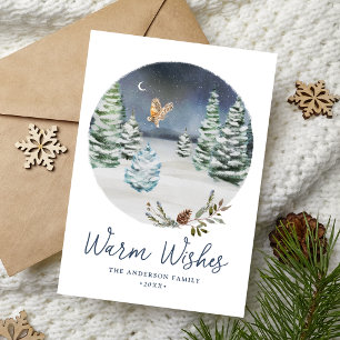 Warme Wünsche Woodland Winter Szene Non-Foto Feiertagskarte