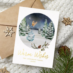 Warme Wünsche Woodland Winter Szene Non-Foto Folien Feiertagskarte