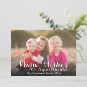 Warme wünscht Script Weihnachts-Fotokarte Feiertagskarte (Stehend Vorderseite)