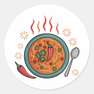 Warme würzige Curry-Food-Kunst Runder Aufkleber