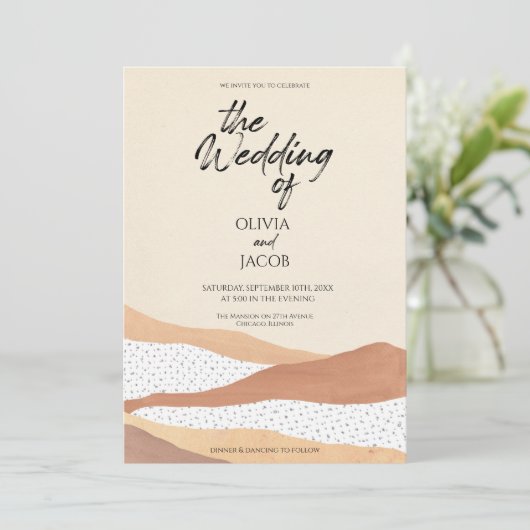 Warme Wüste | Einladung zur Hochzeit von Boho (Stehend Vorderseite)