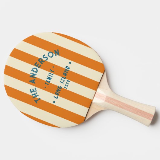 Warme Zitrusfrüchte am Meer und Familienname Tischtennis Schläger (Seitenansicht)