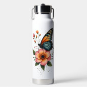Wärmeflasche mit Schmetterling und Blumen Trinkflasche (Vorderseite)