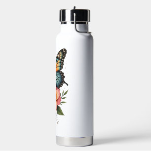 Wärmeflasche mit Schmetterling und Blumen Trinkflasche
