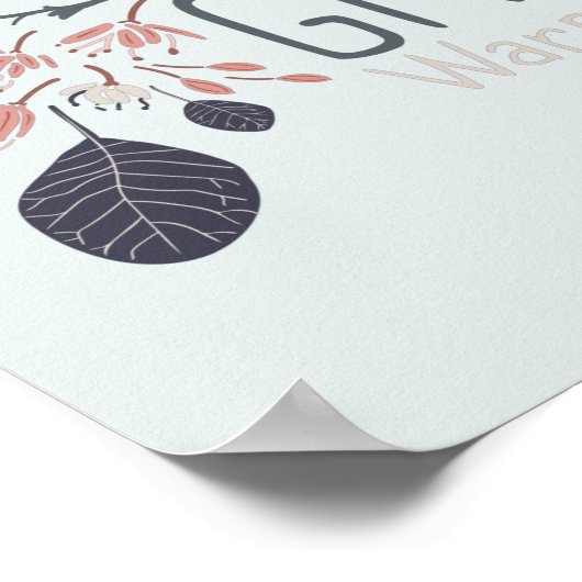 Warmen das Herz spielend geworfen Blume blau geben Poster (Ecke)