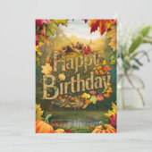 Warmer Ahornblätterlaken Herbst glücklich Geburtst Karte (Stehend Vorderseite)