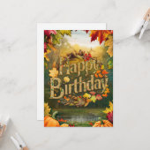 Warmer Ahornblätterlaken Herbst glücklich Geburtst Karte (Vorderseite/Rückseite Beispiel)