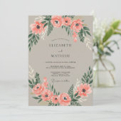 Warmer Anemonen-Kranz-Hochzeit Einladung (Stehend Vorderseite)