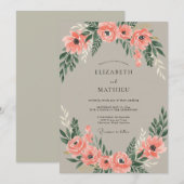 Warmer Anemonen-Kranz-Hochzeit Einladung (Vorne/Hinten)