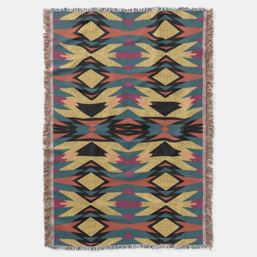 Warmer Aquamariner Aztec Wüstengoldschimmer Decke (Vorderseite Vertikal)