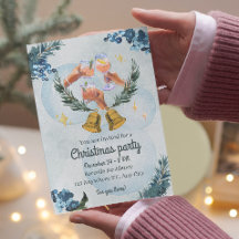 Warmer Aquarellurlaub Weihnachten Party Einladung