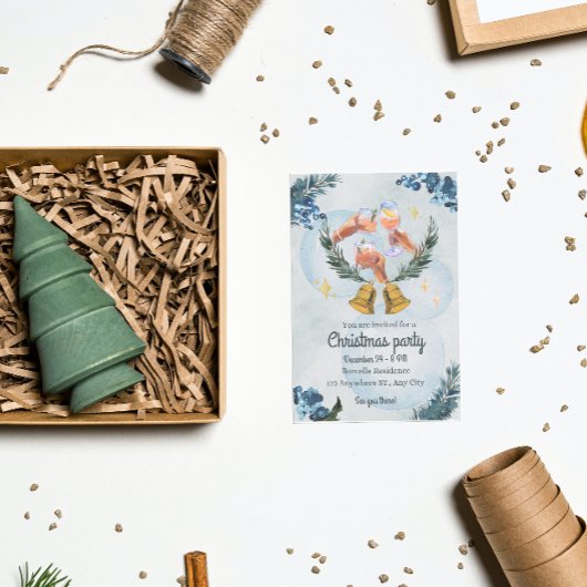 Warmer Aquarellurlaub Weihnachten Party Einladung