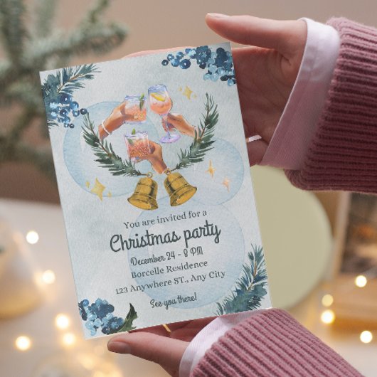 Warmer Aquarellurlaub Weihnachten Party Einladung