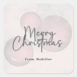 Warmer Aquarellurlaub Weihnachten Party Einladung Quadratischer Aufkleber