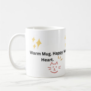 Warmer Becher. Glückliches Herz. Typografie Kaffee Kaffeetasse