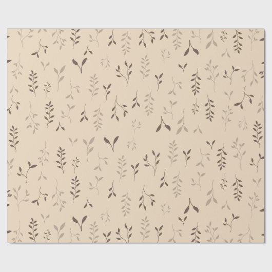 Warmer Beige-Braun Boho-Blattmuster Geschenkpapier (Flach)