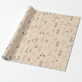 Warmer Beige-Braun Boho-Blattmuster Geschenkpapier (Ungerollt)