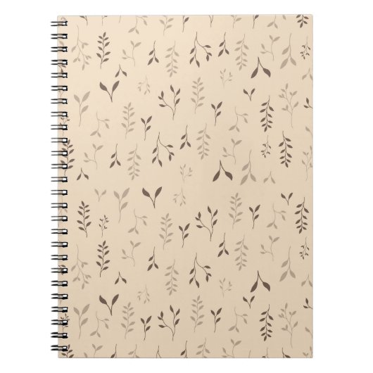 Warmer Beige-Braun Boho-Blattmuster Notizblock (Vorderseite)
