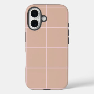 Warmer Beige-Gittermuster mit minimalem, weichem K iPhone 16 Hülle