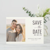 Warmer Beige Minimalistische Foto Save The Date (Stehend Vorderseite)