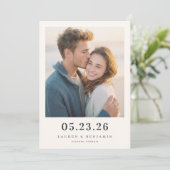 Warmer Beige Minimalistische Foto Save The Date (Stehend Vorderseite)