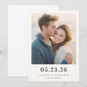 Warmer Beige Minimalistische Foto Save The Date (Vorne/Hinten)