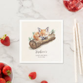 Warmer Beige Wald Fuchs Baby Shower Papier Serviette (Beispiel)