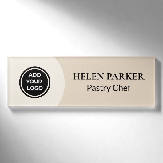 Warmer Beiger Moderner Logo Firmenname Schild (Vorderseite)