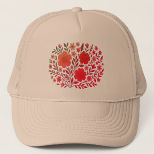 Warmer Blumenblut bestickter Stilhut Truckerkappe