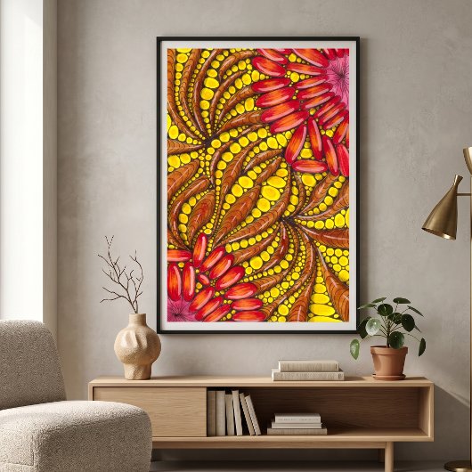 Warmer Boho-Organischer Abstract-Maximalist Poster
