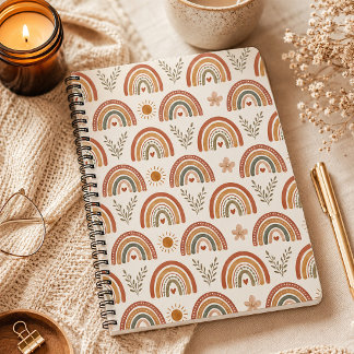Warmer Boho-Wasserfarben-Regenbogen Notizblock