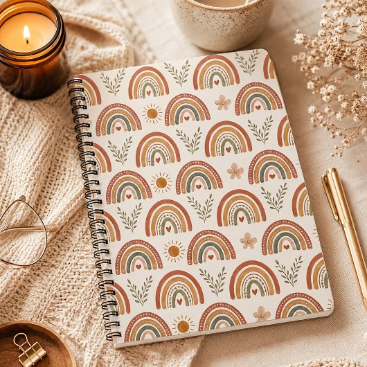 Warmer Boho-Wasserfarben-Regenbogen Notizblock