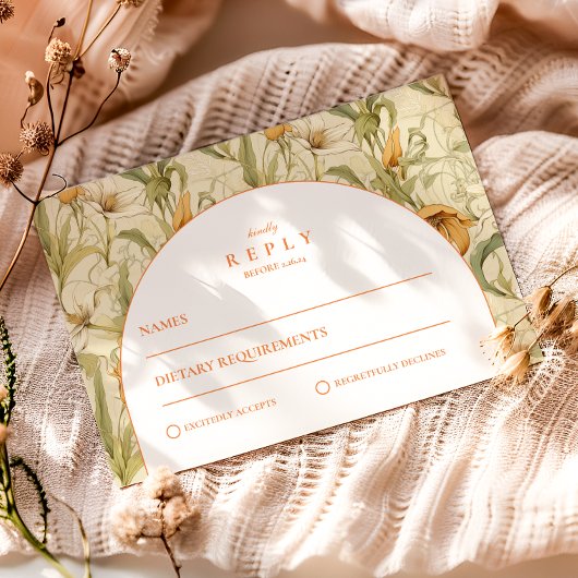 Warmer Botanischer Torbogen zur Hochzeit RSVP Karte