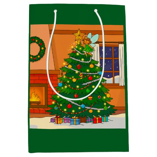WARMER CHRISTBAUM-BAUMDESIGN MITTLERE GESCHENKTÜTE (Vorderseite)