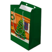 WARMER CHRISTBAUM-BAUMDESIGN MITTLERE GESCHENKTÜTE (Rückseite Schrägansicht)
