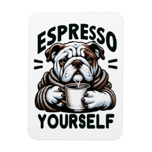 Warmer Espresso Bulldog - Gemütlicher Kaffee  Magnet