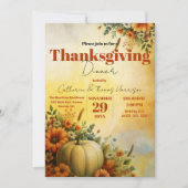 Warmer Fall Foliage Pumpkin Blume Erntedank Einladung (Vorderseite)